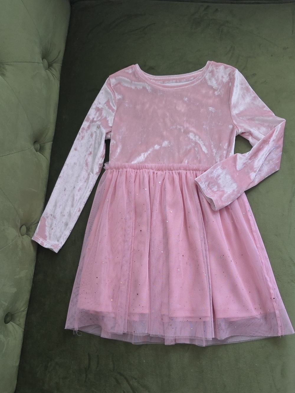 jumping beans Pink Velvet & Sparkle Tulle Dress